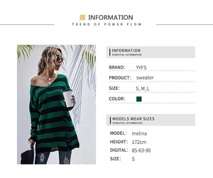 Detail of distressed ripped edges on a green and black striped knit sweater