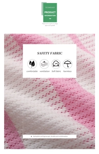 Detail of pink and white striped knit fabric showing breathable open-work texture