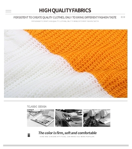 Détail macro de la texture du tricot orange et blanc avec étapes de fabrication textile