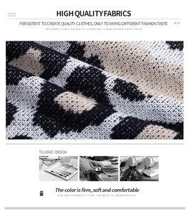 Detailed view of high quality leopard print knit fabric texture and classic sewing craft