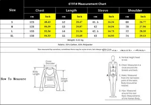 Detailed size guide for V-neck striped sweater with chest and length measurements