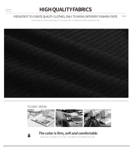 Close-up of premium black ribbed fabric texture with garment production process details
