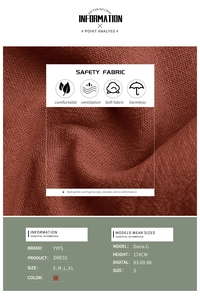 Detail of breathable brick red cotton linen fabric texture on long sleeve cake dress