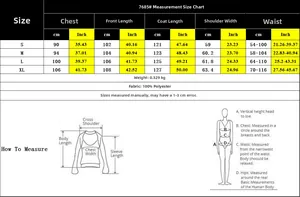 Größentabelle für Blumenkleid mit Maßen für Brust, Taille und Länge in cm und Zoll