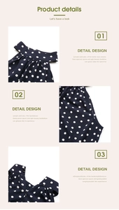 Detail view of polka dot jumpsuit showing halter neckline and back button zipper closure
