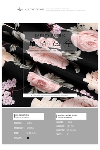 Detail showing breathable fabric texture and floral print features for A-line dress