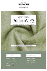 Close-up of the breathable cotton linen fabric texture on this green tie-waist shirt dress