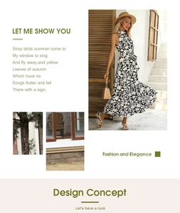 Détail d'une robe d'été dos nu avec un imprimé floral noir et blanc de style bohème