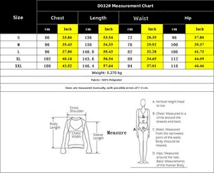 Detailed size chart for leopard print jumpsuit with chest, waist, and hip measurements