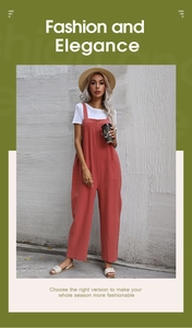 Detail of cargo pockets and cotton linen texture on a coral pink women's jumpsuit