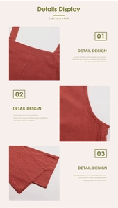 Detailed views of terracotta linen overalls showing shoulder straps and stitching texture