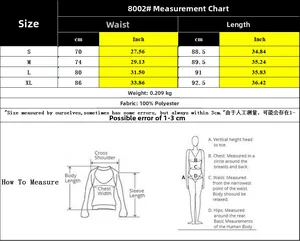 Size chart table for summer wrap skirt with waist and length measurements from S to XL