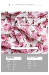 Détail du tissu à motif floral rose avec une texture respirante et douce sur la robe