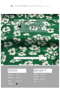 Détail de la texture du tissu de la robe fleurie verte avec un motif floral blanc léger