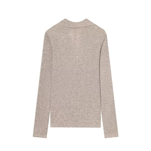 T-shirt manches longues hiver 2025 en lyocell avoine avec couture centrale au dos