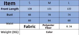 Detailed size chart for women knit dress including length bust and waist measurements