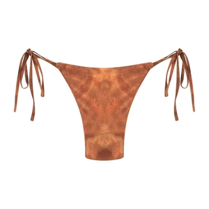 Bas de bikini à lanières latérales marron texturé avec effet dégradé pour femmes