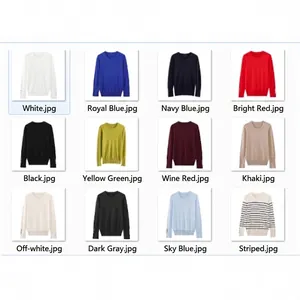 Fashionable round neck long sleeve knits in 12 colors with button detail on cuffs