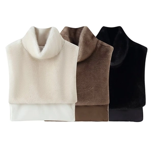 Damen Elegant Kunstpelz Falscher Kragen Schal Rollkragen Dick Warm Winter Halswärmer Abnehmbar Beige Braun Schwarz Weste