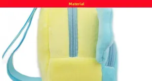 Detail of soft yellow and blue plush fabric on a cute children's crossbody bag