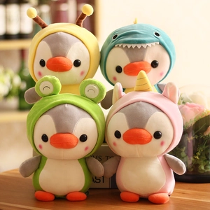 Cute Transforming Penguin Plush Toy Stuffed Animal Dinosaur Frog Bee Unicorn Costume Soft Doll Gift For Kids Teens