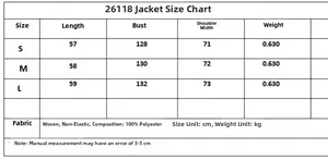 Detailed size chart for women faux fur vest in cm and kg with fabric specifications