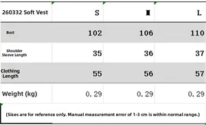 Detailed size chart for soft short sleeve top showing bust and length measurements