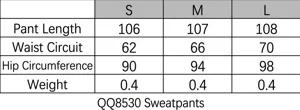 Size chart for high waist fleece flare pants showing waist and length measurements