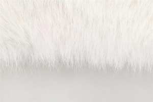 Detailed macro view showing the soft texture of white faux fur winter coat material