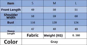 Tableau des tailles détaillé pour gilet en maille souple pour femme couleur grise