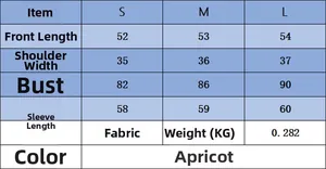 Tabella taglie per top in maglia a costine da donna con misure S M L in centimetri