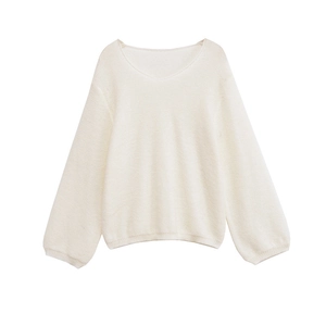 Schicker cremeweißer Strickpullover mit V-Ausschnitt und lockerer Passform für Damen