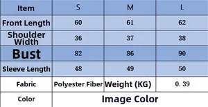 Größentabelle für Strickjacke mit detaillierten Maßen für die Größen S, M und L