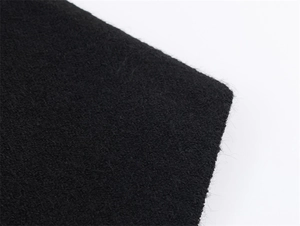 Macro view of the high-quality black knitted fabric texture on the stylish women's cloak