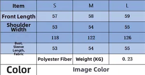 Tableau des tailles détaillé pour pull rayé pour femme avec mesures de longueur et de buste