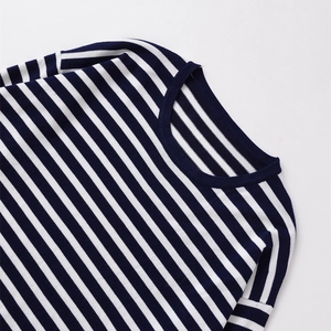Pull en tricot à rayures pour femme avec col rond bleu marine pour l'automne décontracté