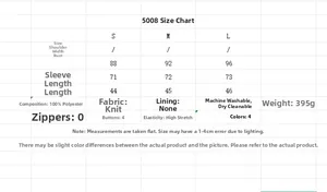 Detailed size chart for autumn long sleeve jacquard knit cardigan with garment specs