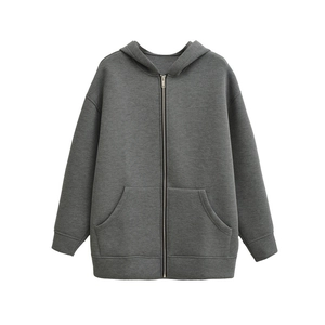 Women's Oversized Zip Up Hoodie Casual Lazy Style Loose Long Sleeve Scuba Fabric Sweatshirt With Pockets Fashion Jacket Top