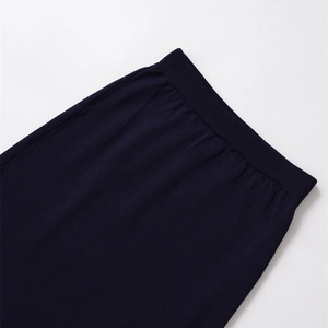Gonna in maglia blu navy a vita alta con ampia fascia elastica a coste da donna