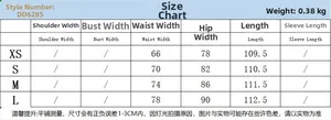 Detaillierte Größentabelle mit Maßen für modische High-Waist-Schlaghosen Modell DD6285