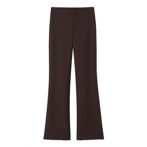Schicke dunkelbraune Schlaghose mit hoher Taille und minimalistischer Profi-Silhouette