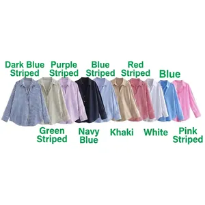 Variety of striped and solid poplin long-sleeve shirts with classic turn-down collars