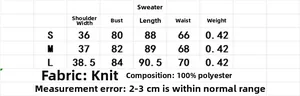 Detaillierte Größentabelle für das karierte Strickkleid mit Maßen für S, M und L