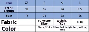 Detailed size chart for ruched slim fit top including measurements for XS to L sizes