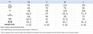 Detailed size chart for floral print top and trousers showing XS-L measurements in cm
