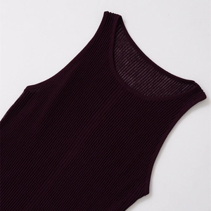 Women's summer sleeveless rib-knit maxi dress in deep plum purple with a round neckline
