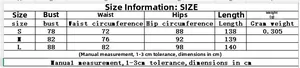 Detailed size guide for women's floral tassel dress featuring bust and waist measurements