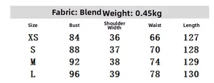 Detailed size chart for women's slim fit crepe dress with bust and waist measurements