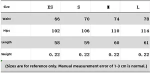 Detailed size chart for women casual blazer set with waist, hip and length measurements