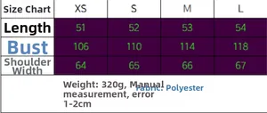 Size chart for women's short sleeve jacket and trousers set with polyester fabric details